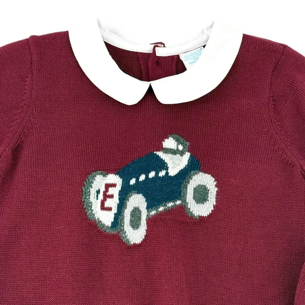 Edgehill Collection Sweater Knit Stock Car Outfit Baby Boy Size 12 Mo Red